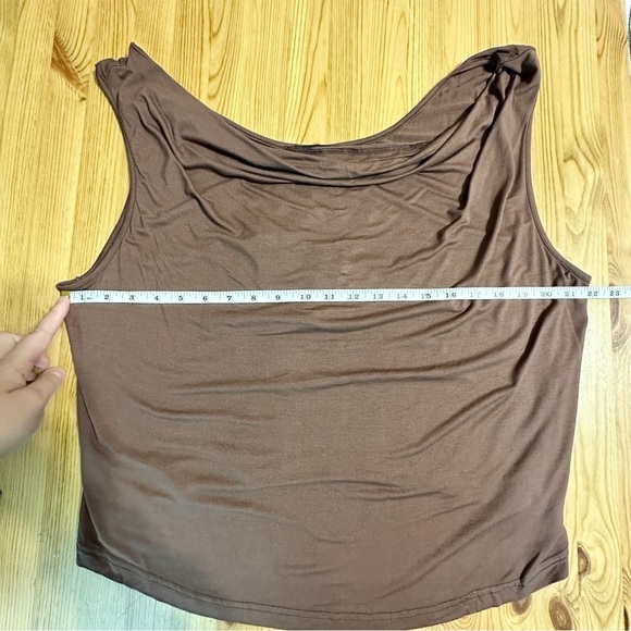NEW Cider Cowl Neck Tank Top Chocolate Brown Stretch Curve Women’s 4XL - Picture 6 of 8